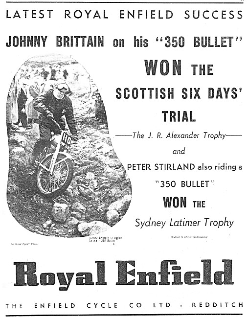 Royal Enfield 350 Bullet Wins 1957 Scottish Six Days Trial       