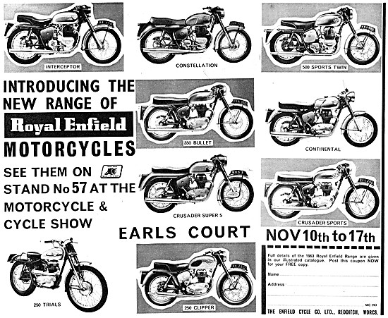 Royal Enfield Motorcycles 1962 Models                            