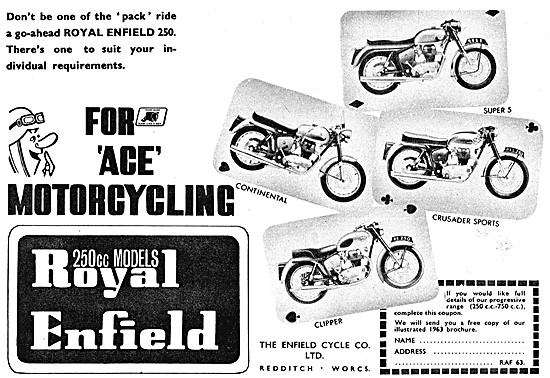Royal Enfield Motor Cycle Models For 1963                        