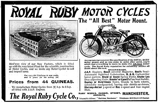 Royal Ruby JAP Motor Cycles - Royal Ruby Factory 1913            