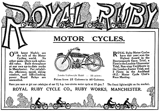 Royal Ruby Two-Stroke Lightweight Motor Cycles 1914              