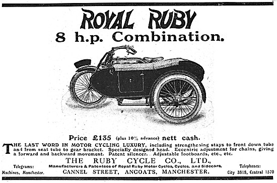 1919 Royal Ruby 8 hp Motor Cycle Combination                     