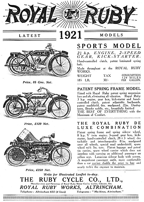1920 Royal Ruby 2.75 hp Sports Motor Cycle                       