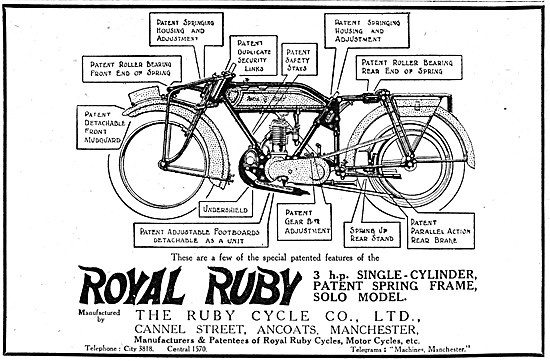 1920 Royal Ruby 3 hp Single Cylinder Spring Frame Motor Cycle    