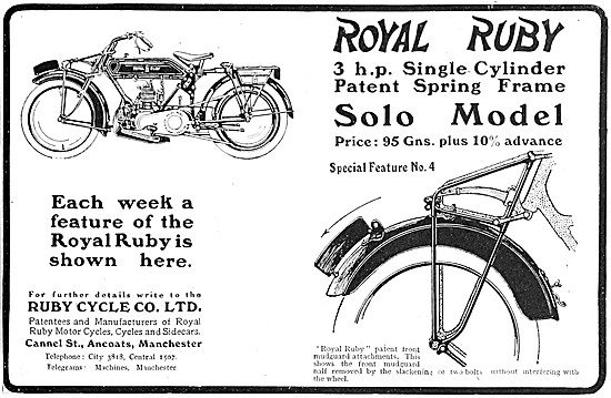 Royal Ruby 3 hp Single Cylinder Motor Cycle 1920                 