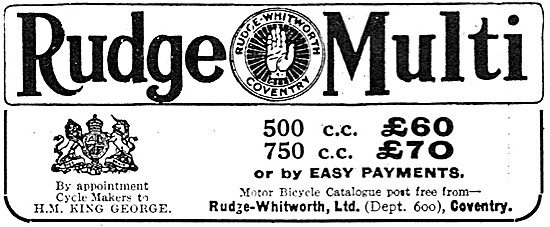 1913 Rudge 500cc & 750cc Motorcycles - Rudge-Multi               