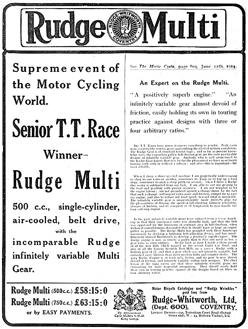 Rudge Motorcycles - 1914 Rudge-Multi                             