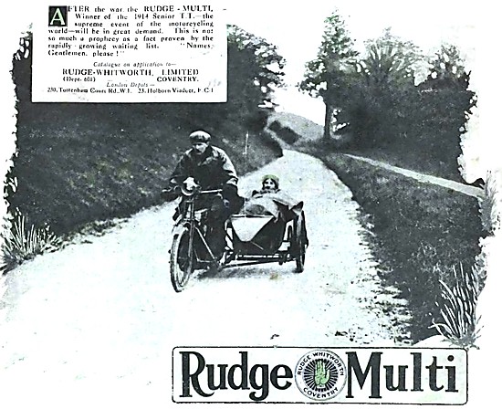 Rudge Motorcycles - 1918 Rudge-Multi Motor Cycle                 