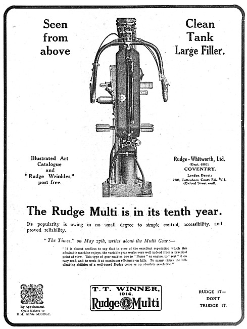 Rudge Motorcycles - Rudge-Multi Motor Cycle 1919 Advert          
