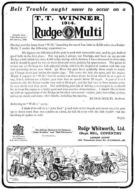 Rudge Motorcycles - 1920 Rudge-Multi Advert                      
