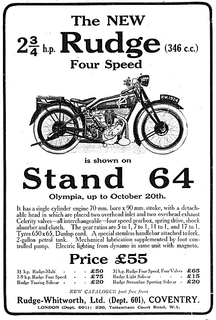 1923 Rudge 350 cc 2.75 hp                                        