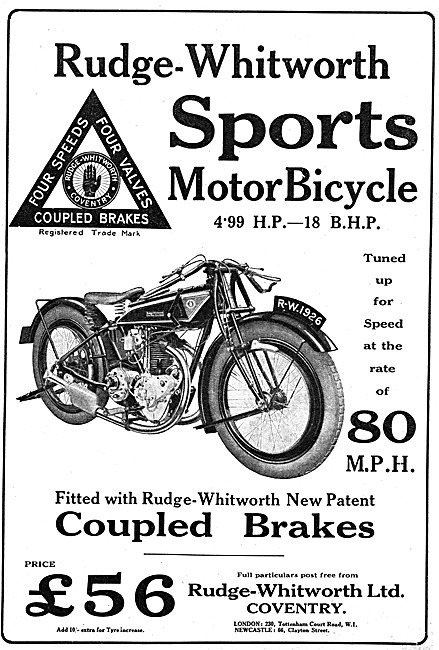 1926 Rudge 4.99 hp Four Valve Motor Cycle                        