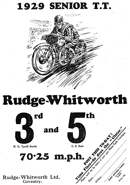 Rudge-Whitworth 1929 Motor Cycle Racing Successes                