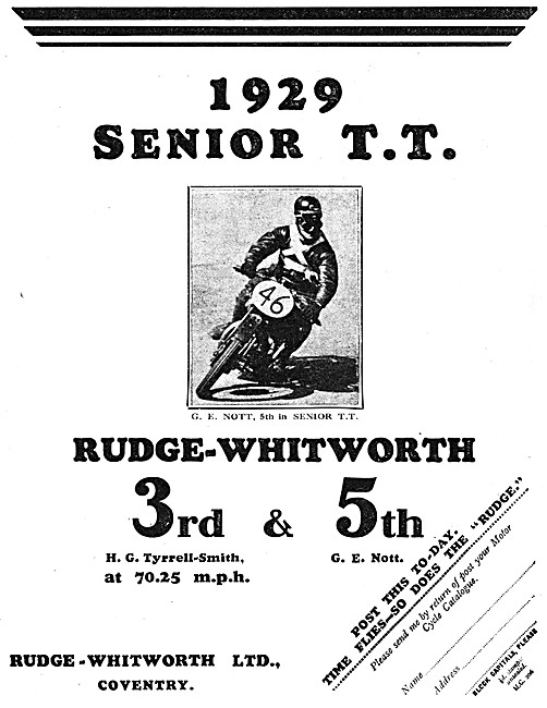Rudge-Whitworth 1929 TT Motor Cycles                             