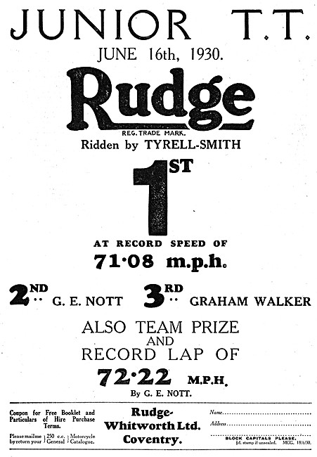 Rudge Motorcycles - Rudge-Multi - Rudge-Whitworth                