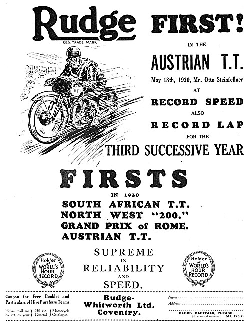 Rudge Motorcycles1930                                            