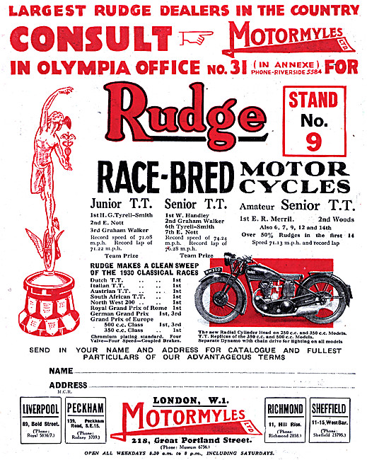 Motormyles Rudge Motorcycle Dealership                           