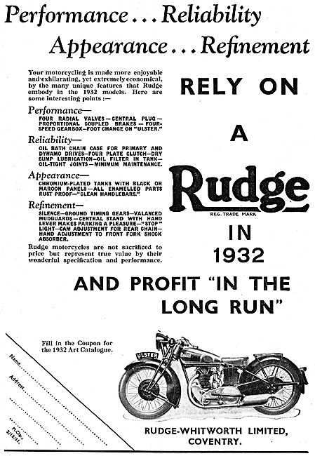Rudge Motor Cycles - Rudge Ulster 1931                           