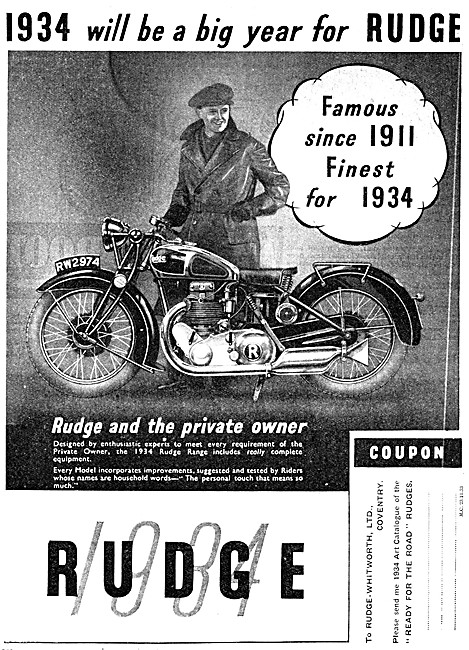 1934 Rudge Whitworth Motorcycles - Rudge Motor Cycles            