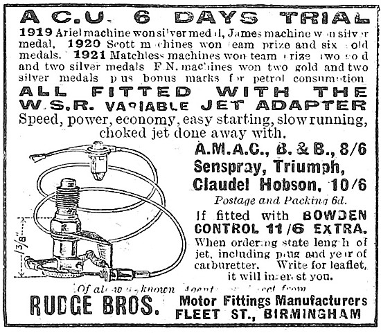 Rudge Brothers Carburetters                                      