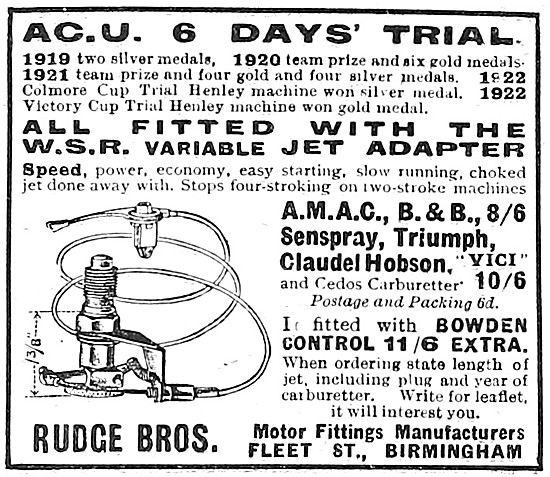 Rudge Brothers Carburetters                                      