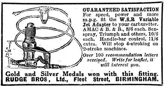 Rudge Brothers Carburetter Jet Adapter                           