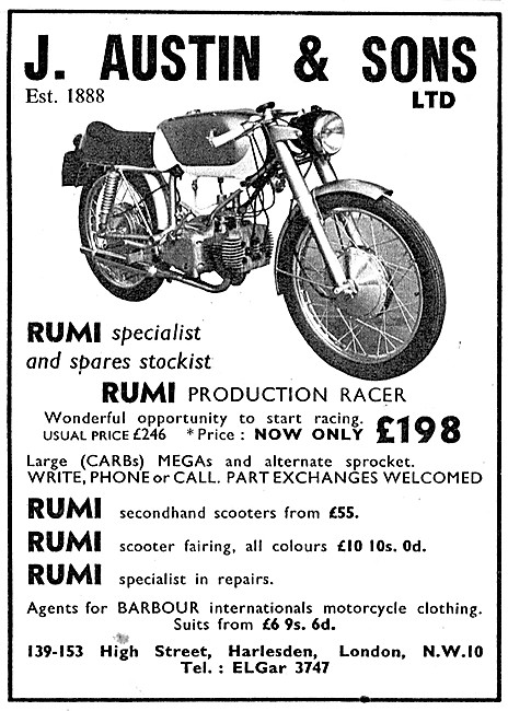 Rumi Motor Cycles - Rumi Production Racer. - J.Austin & Sons     