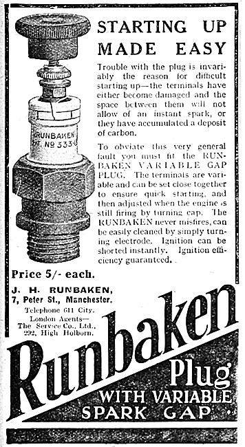 Runbaken Spark Plugs 1914                                        