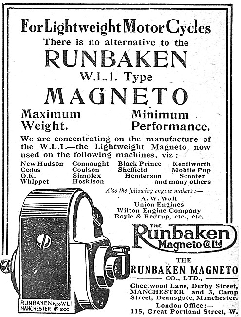 Runbaken W.L.1. Type Motor Cycle Magneto                         