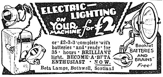 Beta-Lamps Electric Motor Cycle Lighting Sets                    