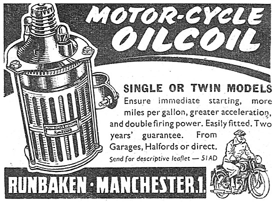 Runbaken Motor Cycle Oil Coil 1950                               