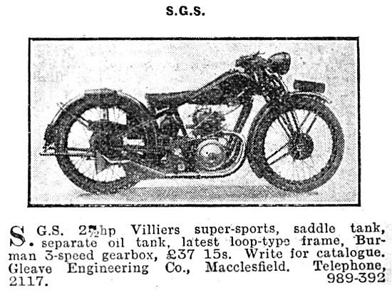 1928 SGS-Villeirs 250 cc Motor Cycle                             