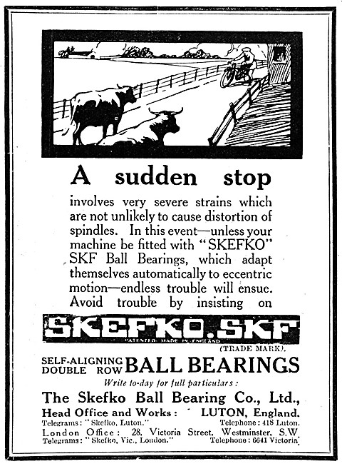 SKF Bearings - Skefco Motor Cycle Bearings 1914 Advert           