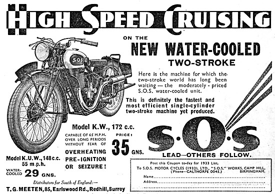 1932 S.O.S.Model K.W. 172 cc Motor Cycle                         