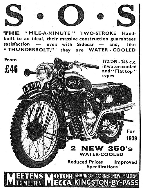 S.O.S.Motor Cycles - SOS 350 cc Twin. SOS Thunderbolt            