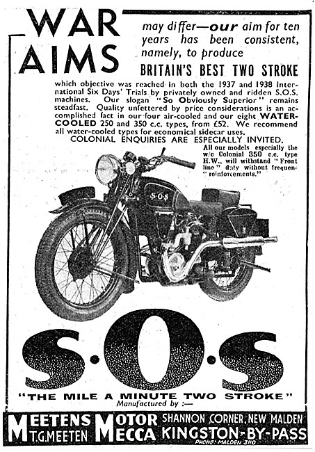 S.O.S.Motor Cycles - SOS Colonial 350 cc Motorcycle              