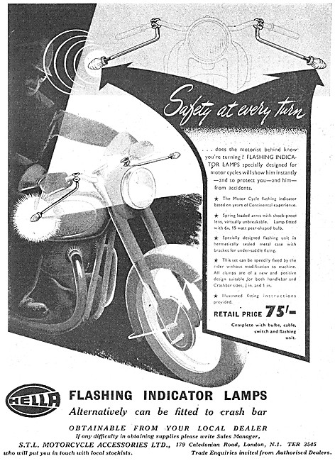STL Hella Motor Cycle Flashing Indicator Lamps 1954 Product      