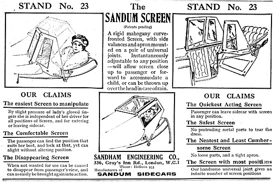 1920 Sandum Sidecars - Sandum Sidecar Screens                    