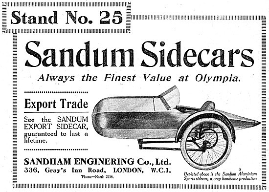 Sandum Sidecars 1925 Models                                      