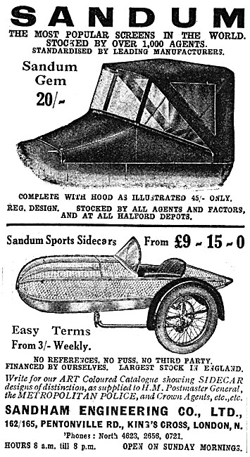 Sandum Sports Sidecars 1929 Advert                               