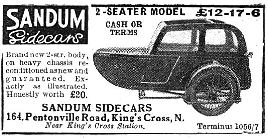 1938 Sandum 2-Seater Model Sidecar                               