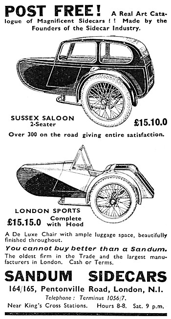 1939 Sandum Sussex Saloon Sidecar - Sandum London Sports Sidecar 