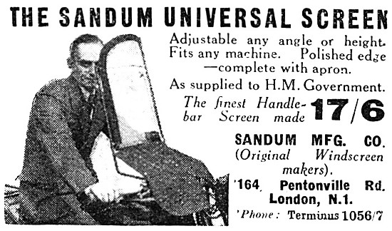 The Sandum Universal Motor Cycle Windscreen                      