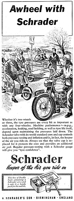 Schrader Tyre Valves 1957 Advert                                 