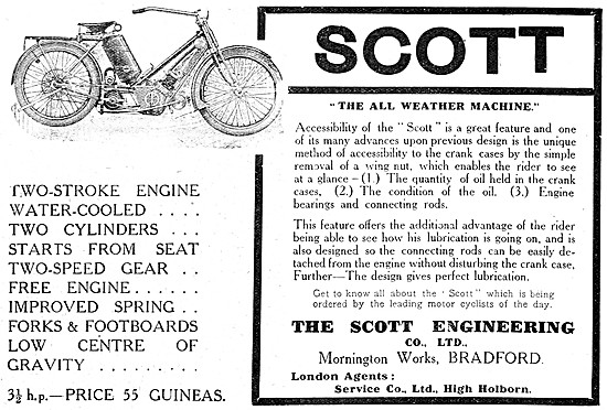 1909 Scott Motor Cycle Advert                                    