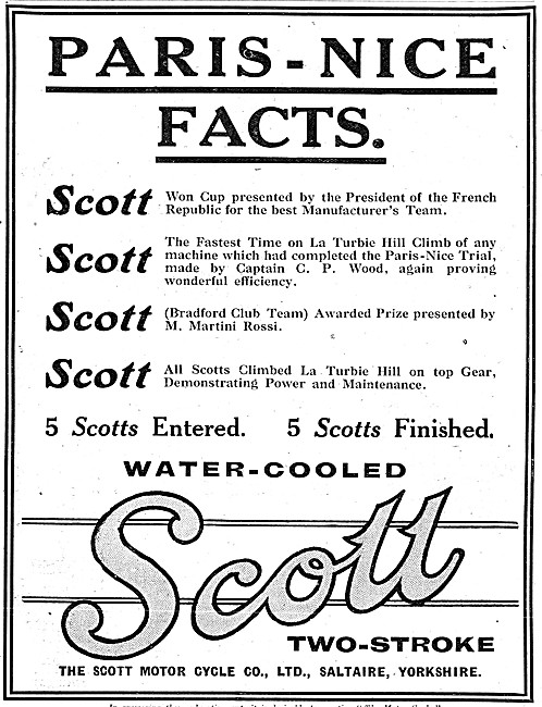 1920 Scott Motorcycles Advert                                    