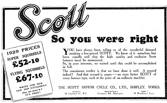 1928 Scott Super Squirrels Advert                                