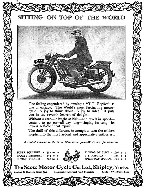 1929 Scott TT Replica Motor Cycle Advert                         