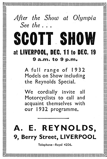 Reynold's Scott Motor Cycles                                     