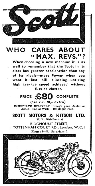 Scott Motors & Kitson Scott Motor Cycle UK Distributors          